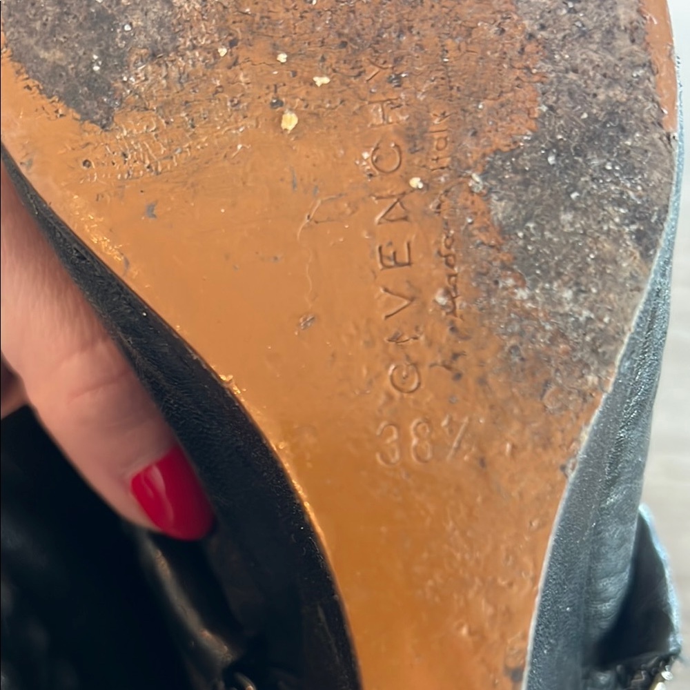 Black Leather Ankle Boots with Chain Detail - Picture 6 of 6